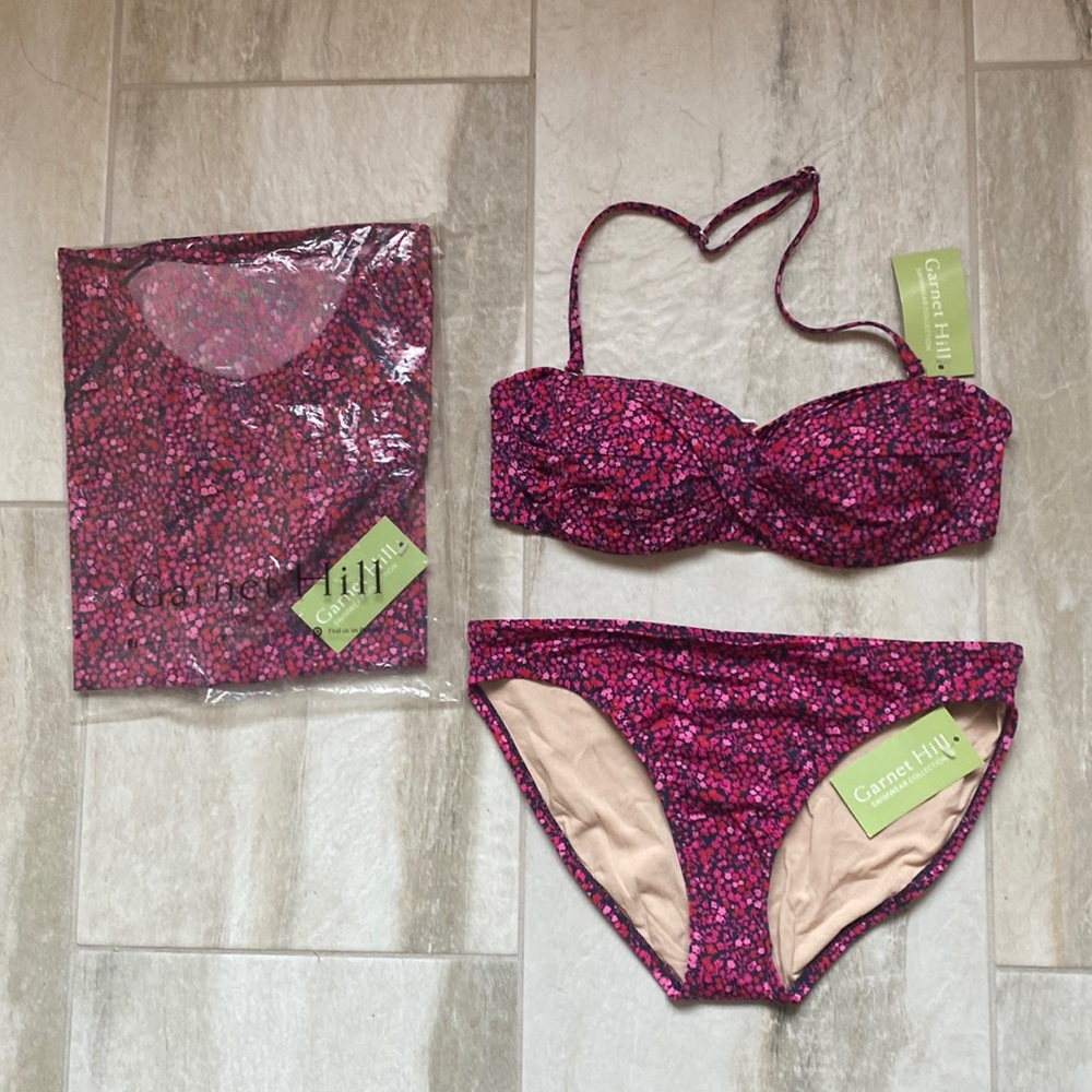 Women’s Garnet Hill Bikini and Matching Sun Shirt